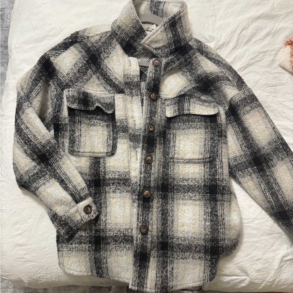 Plaid Button-Up Jacket